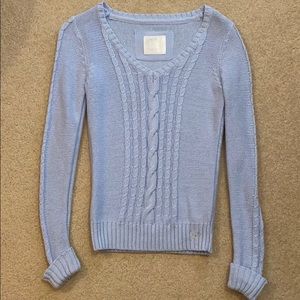 American Eagle Outfitters Sky Blue Cable Knit V-Neck Sweater